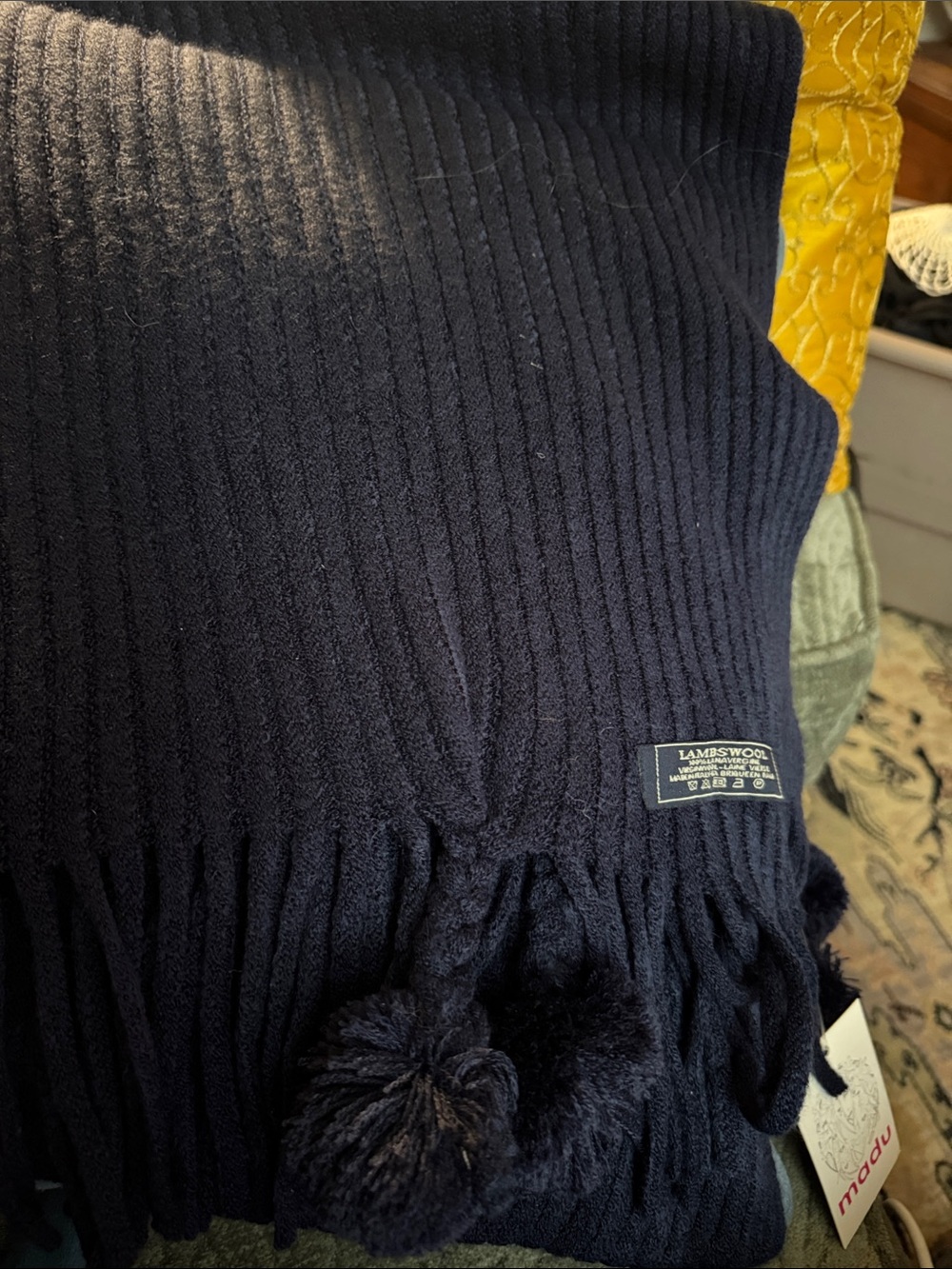 Pom-Pom Scarf - Navy Cozy Wrap